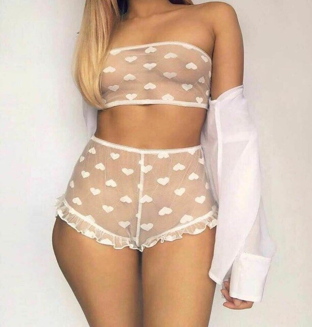 Culotte transparent avec motif cœur - Dentelle-Avenue