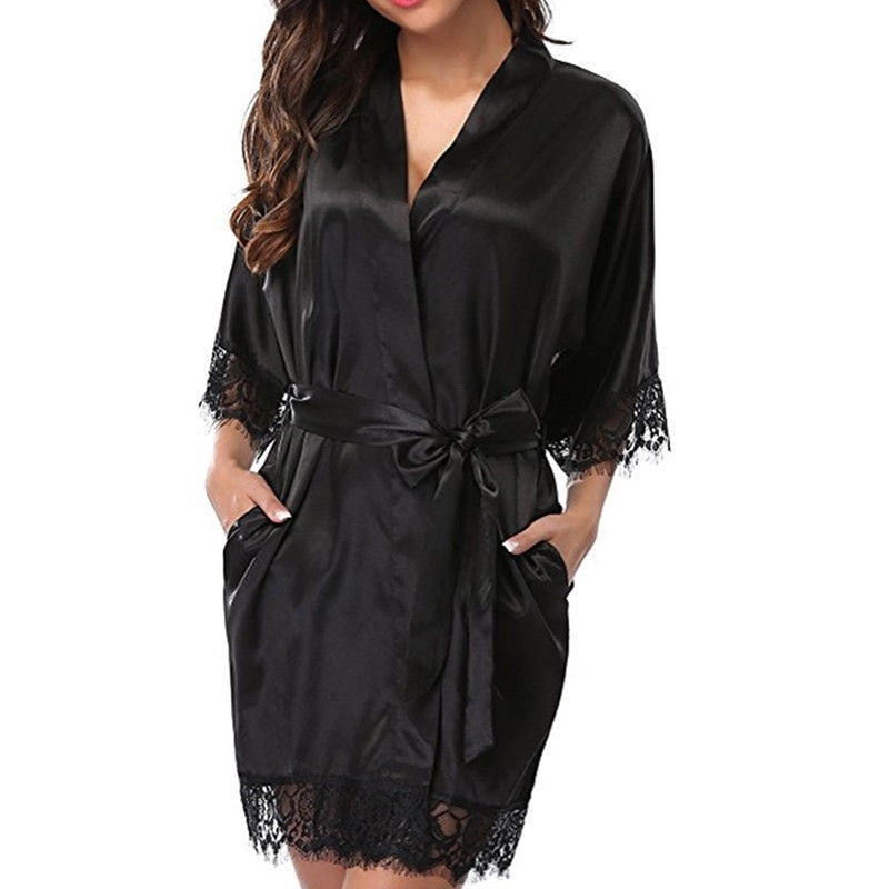 Robe de nuit satin - Dentelle-Avenue