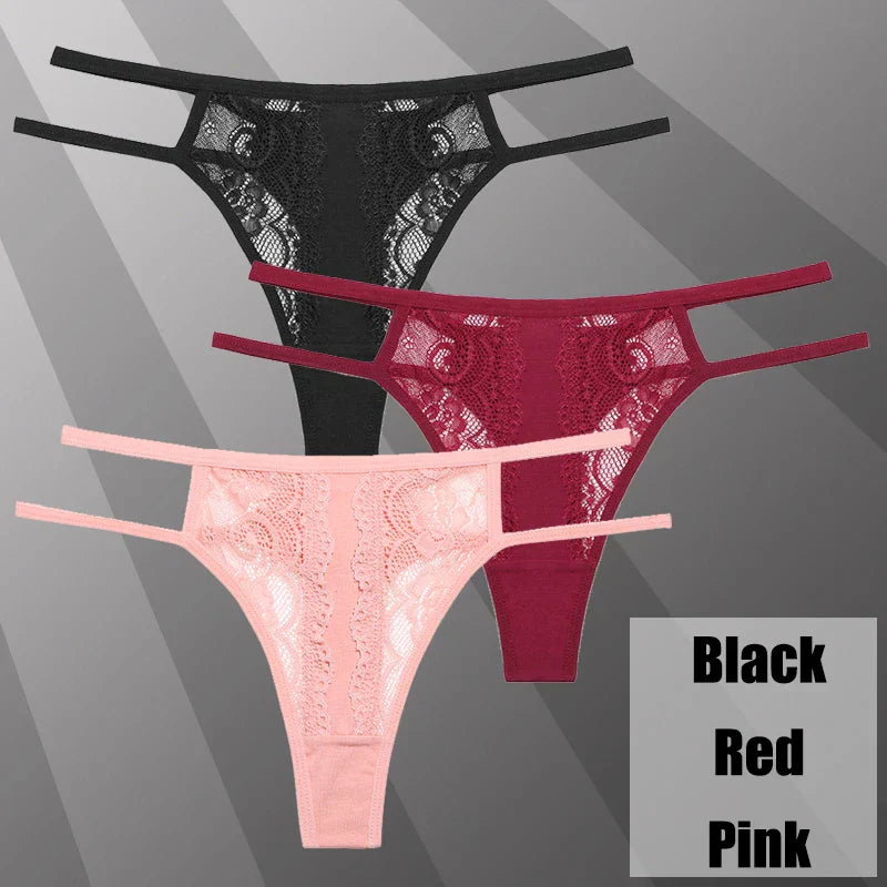 Lot de String transparent en dentelle - Dentelle-Avenue