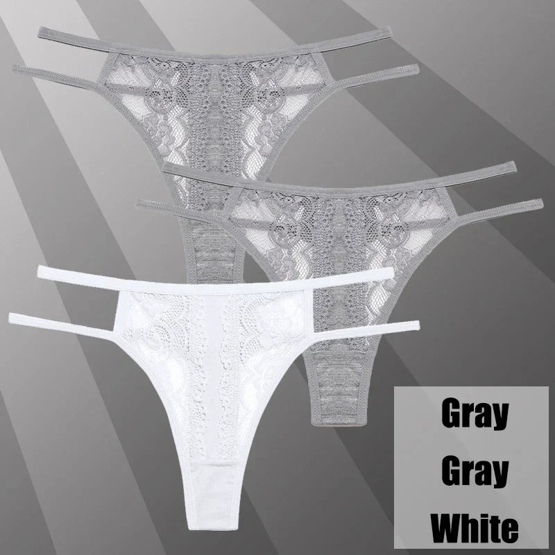 Lot de String transparent en dentelle - Dentelle-Avenue