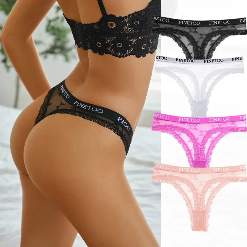 Lot de string en dentelle taille haute - Dentelle-Avenue