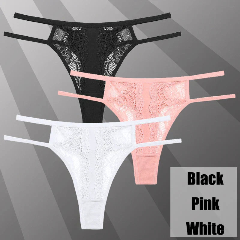 Lot de String transparent en dentelle - Dentelle-Avenue
