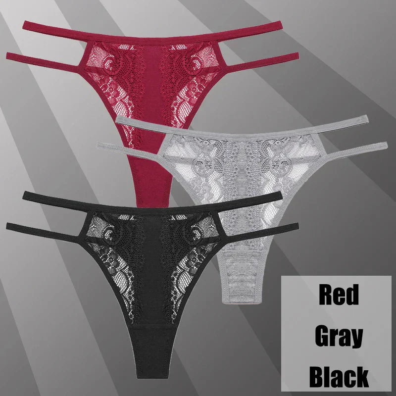 Lot de String transparent en dentelle - Dentelle-Avenue