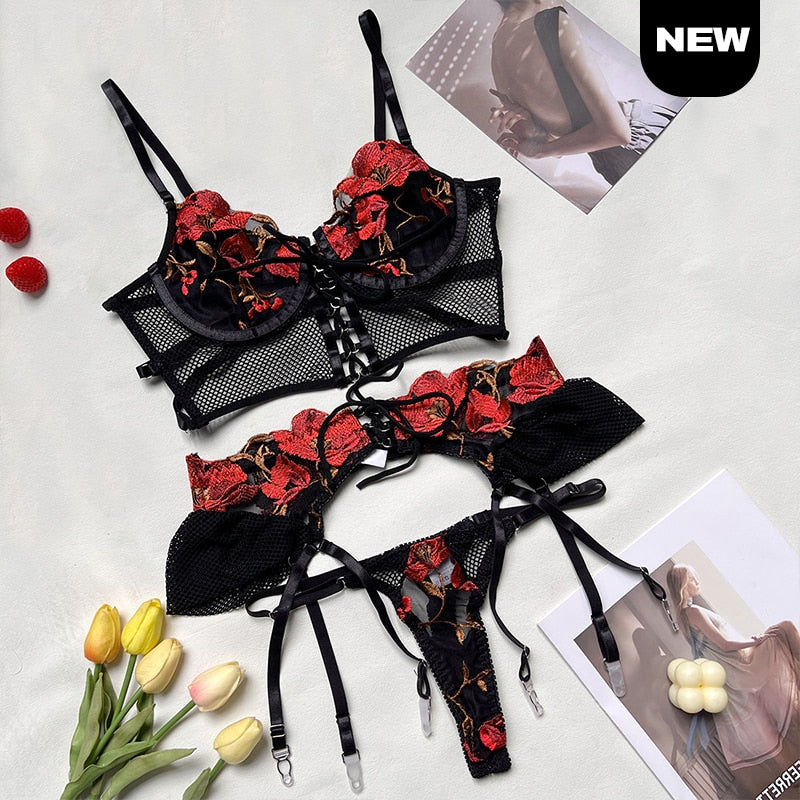 Ensemble lingerie 3pcs - Dentelle-Avenue