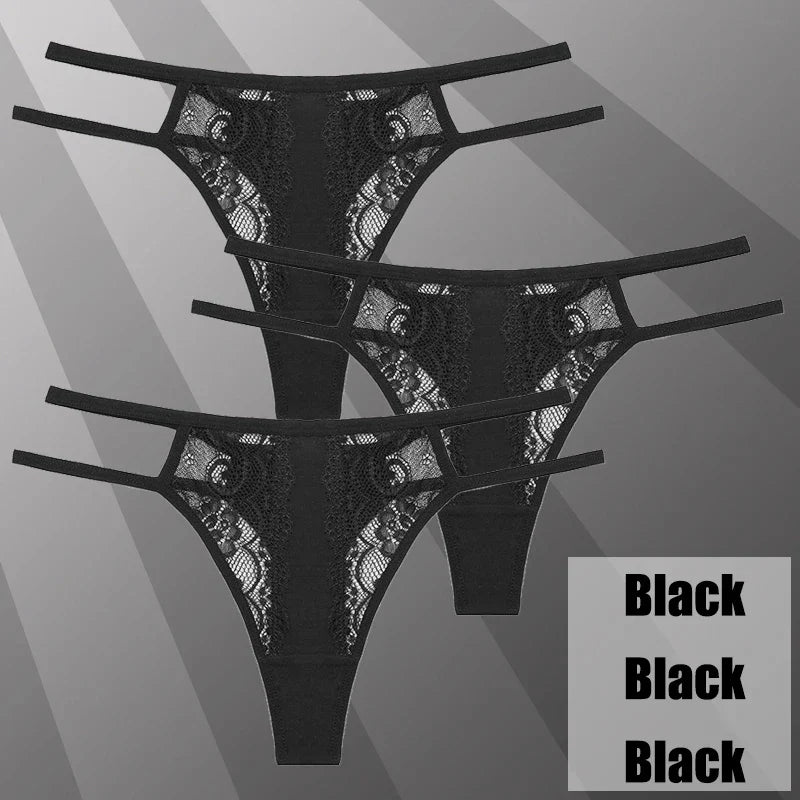 Lot de String transparent en dentelle - Dentelle-Avenue