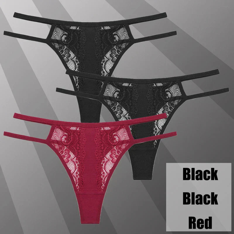 Lot de String transparent en dentelle - Dentelle-Avenue