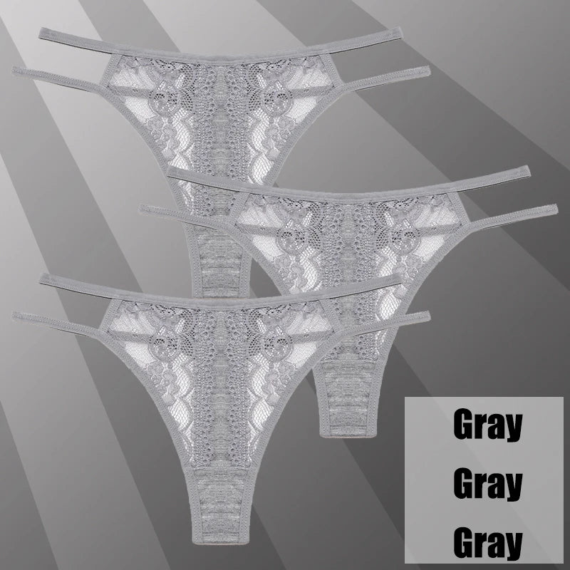Lot de String transparent en dentelle - Dentelle-Avenue