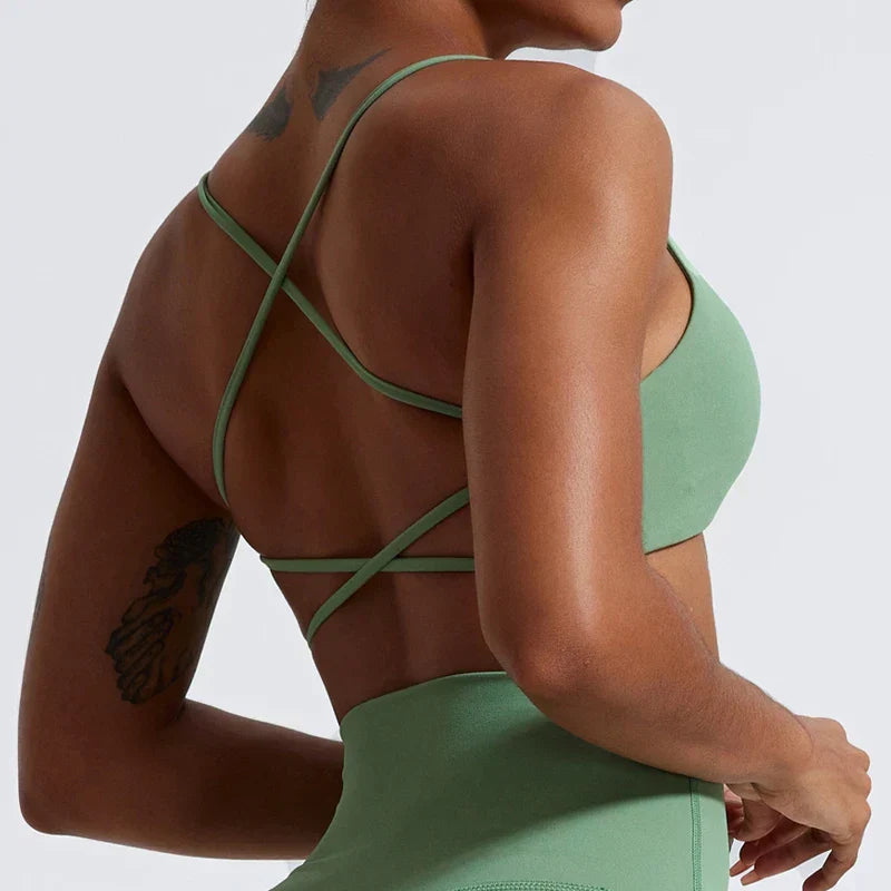 Brassière de sport court à dos croisé - Dentelle-Avenue