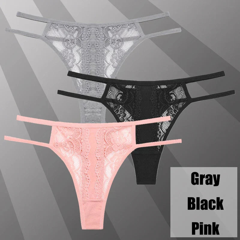 Lot de String transparent en dentelle - Dentelle-Avenue
